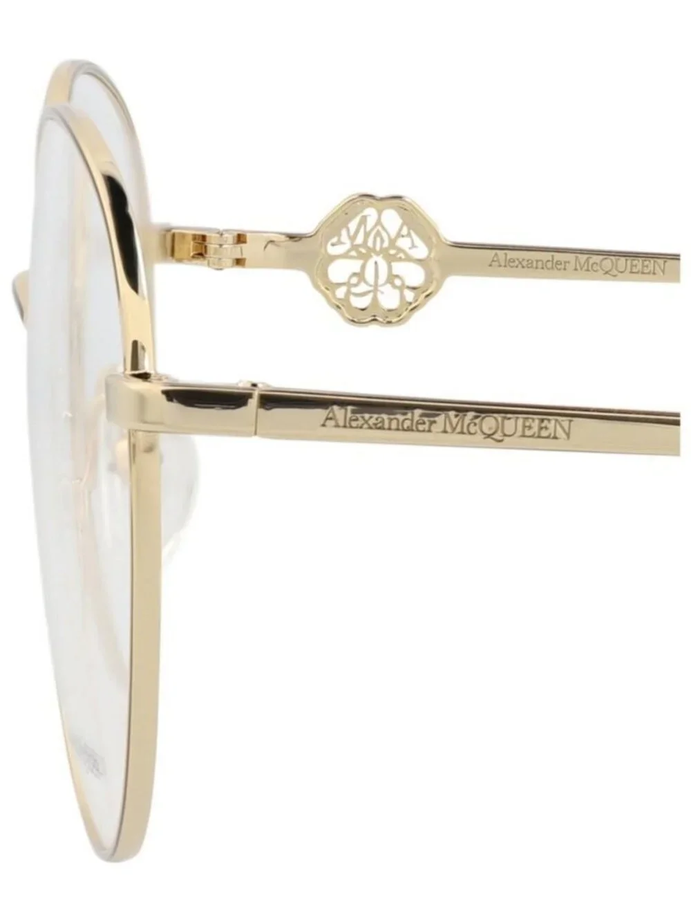 New Alexander McQueen Womens Round/Oval Gold Gold Transparent Fashion Designer E